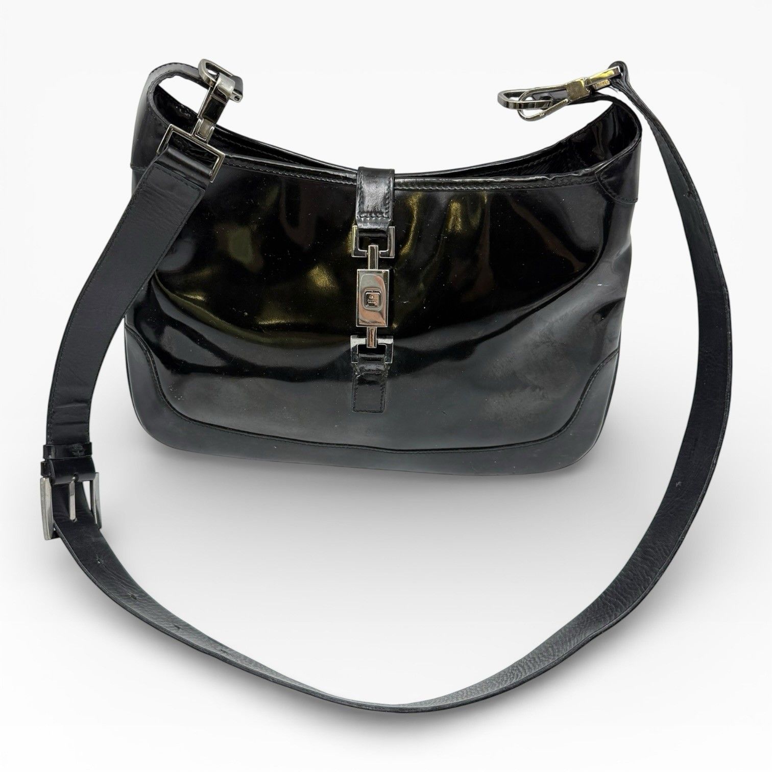 Authentic Gucci Vintage Jackie Shoulder Hand Bag Leather Black W Certificate